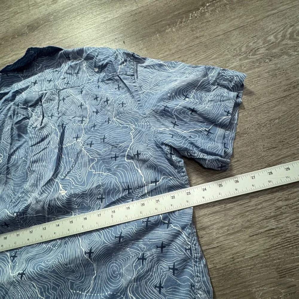 Banana Republic Shirt Men XL Blue Topographic Map Cotton Aviation Pilot Heritage
